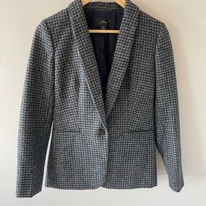 Houndstooth J. Crew jacket blazer wool size 0 black and grey